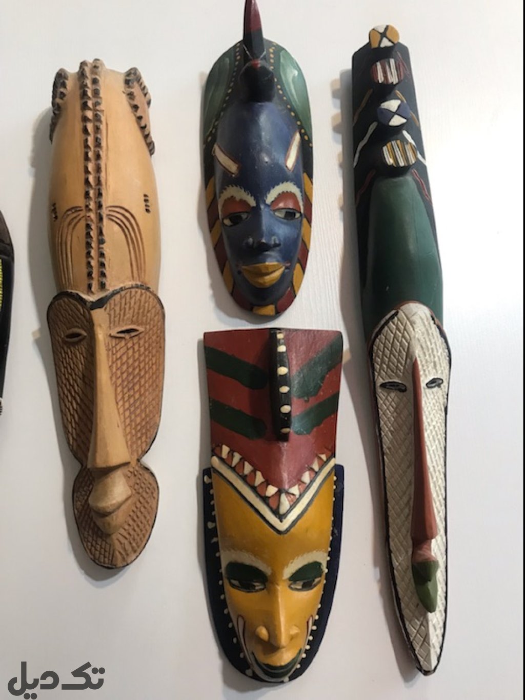 دیوارکوب صورتک چوبی دستساز آفریقایی